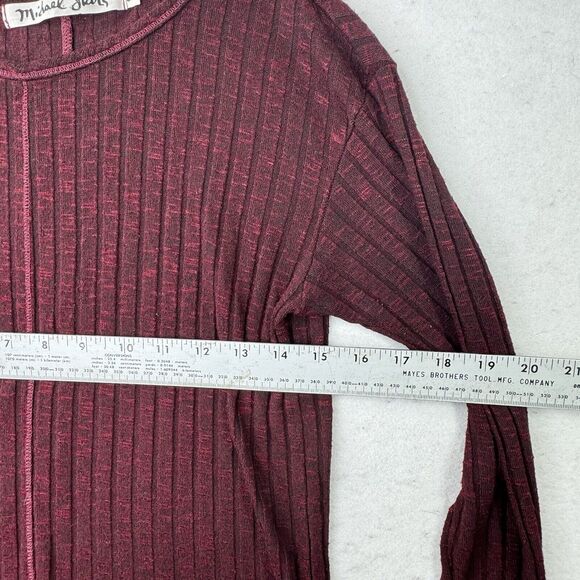 Michael Stars Womens Dark Red Long Sleeve Shirt One Size OS Ribbed Rayon Thermal - Picture 7 of 12